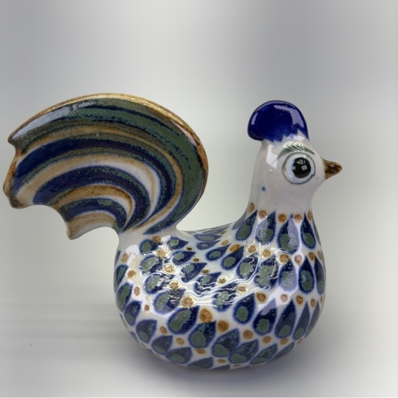 Vintage Signed HandPainted Tonala Mexican Folk Art Pottery Rooster - Picture 1 of 12